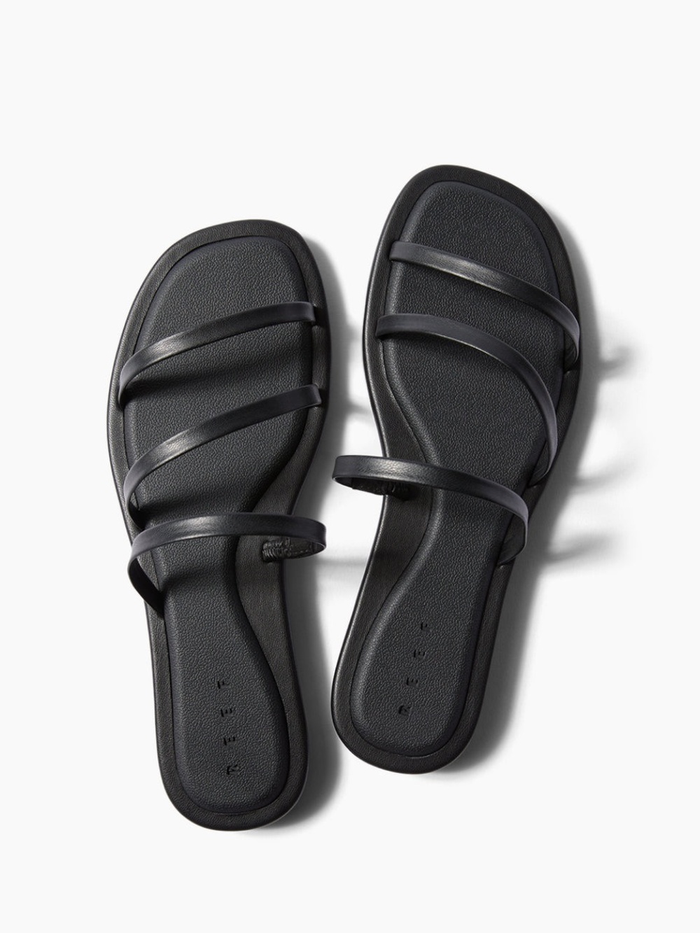 Reef Willow Ava Lightweight Slides Size 8 Black Asymmetrical Strap Sandals